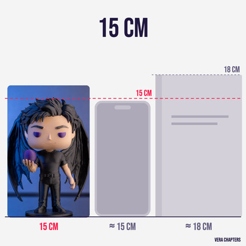 The Lord of Stars — size comparison: 15 cm figure next to a smartphone and a paperback
